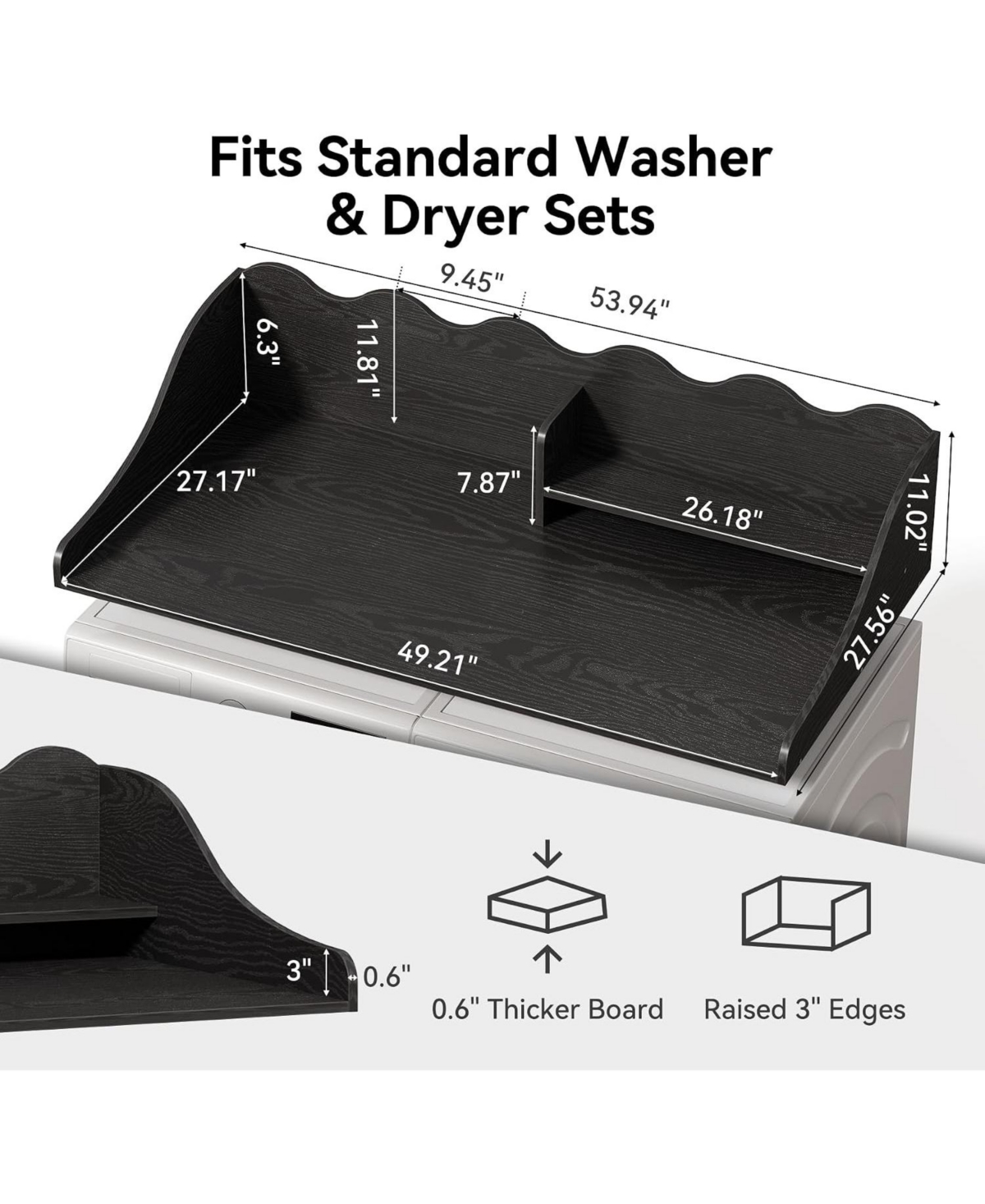 Tribesigns 54" Washer Dryer Countertop with Shelf