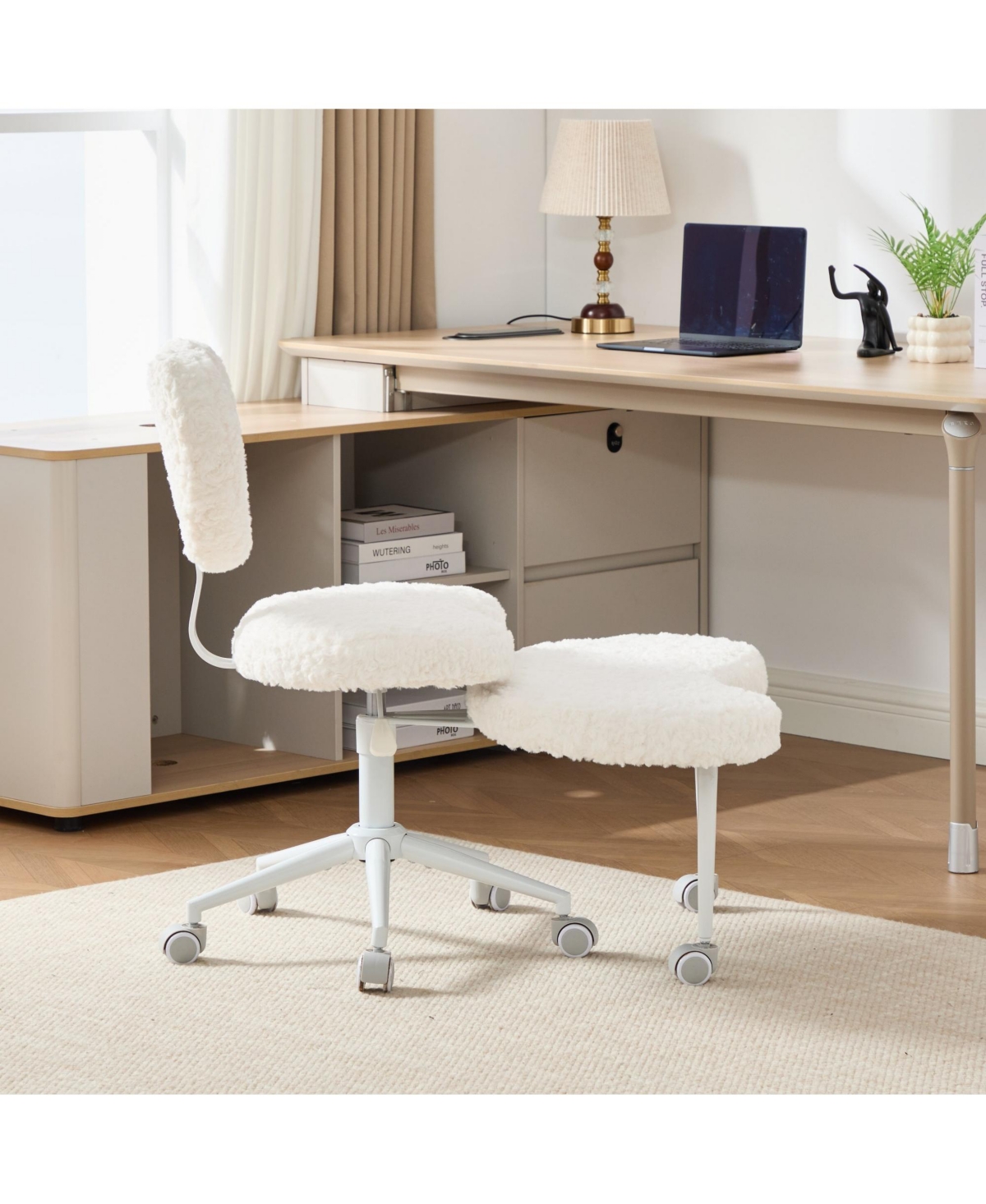 Clihome Artificial Rabbit Hair Meditation Chair Plus, Cross Legged Chair, Criss Cross Desk Chair