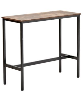 39 Inch Narrow Bar Table with Sturdy Metal Frame and Rustic Design