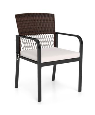 Outdoor Dining Chairs Set of 4 with Padded Cushions Wicker Backs and Adjustable Feet