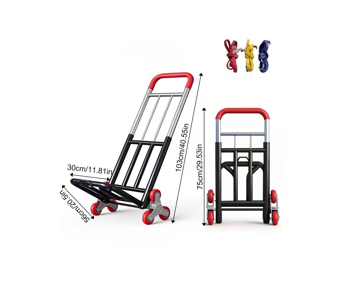 Mountaintop Heavy Duty Folding Stair Climbing Cart with Adjustable Handle, Portable Collapsible Utility Wagon for Shopping, Grocery