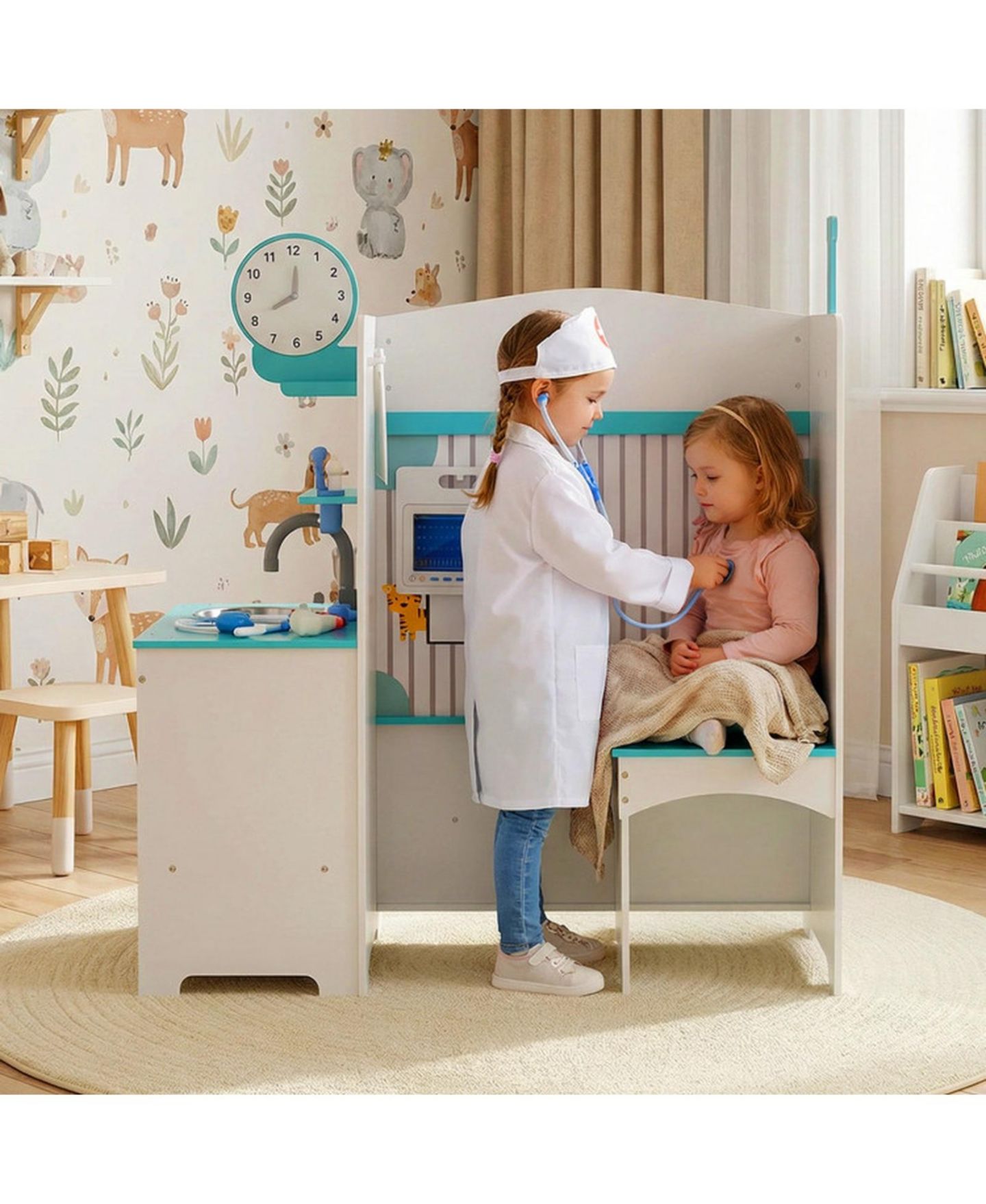 Детские фигурки SUGIFT Kids Doctor Playset 27-Piece Medical Station with Height Bar and ECG Monitor Ages 3-6, цвет: Синий — фото 2