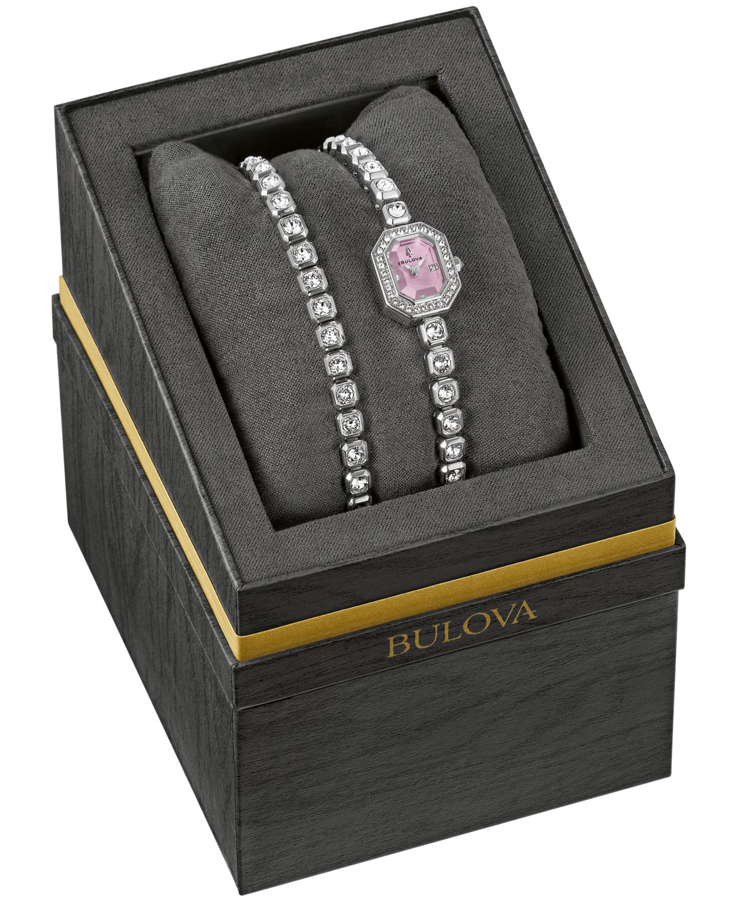 Женские часы Bulova Box Set Crystal Silver-Tone Stainless Steel Bracelet Watch 15mm — фото 5