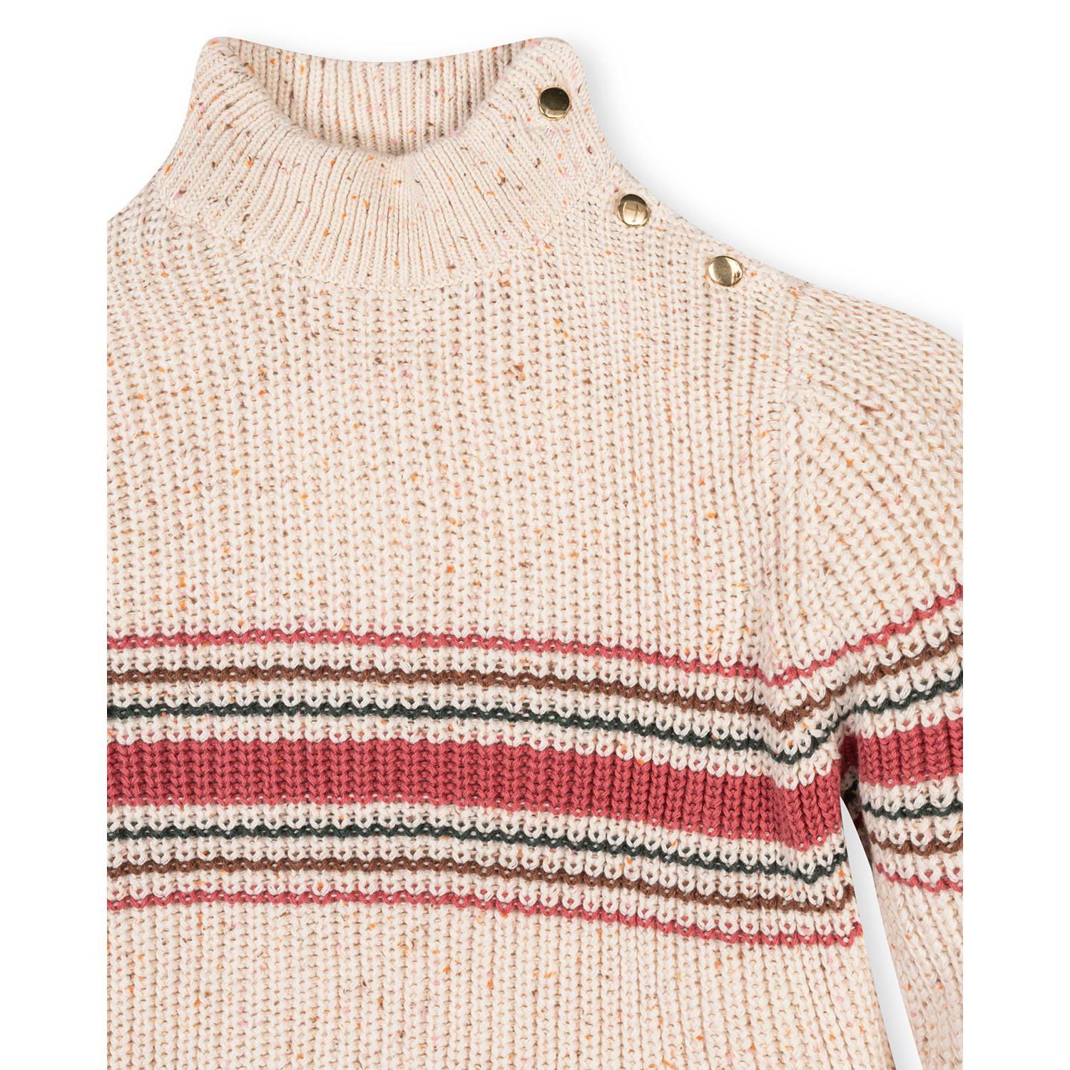Little and Big Girls (XXS - L) Organic Mock Neck Sweater with Buttons