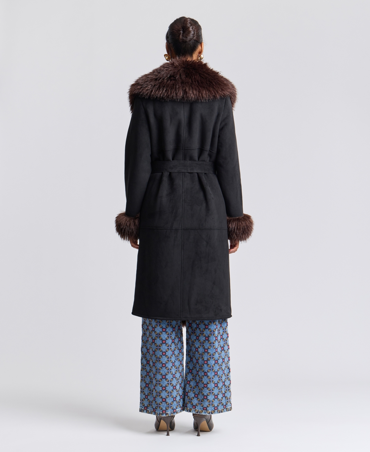 Avec Les Filles Women's Faux-Fur-Shawl-Collar Faux-Shearling Coat