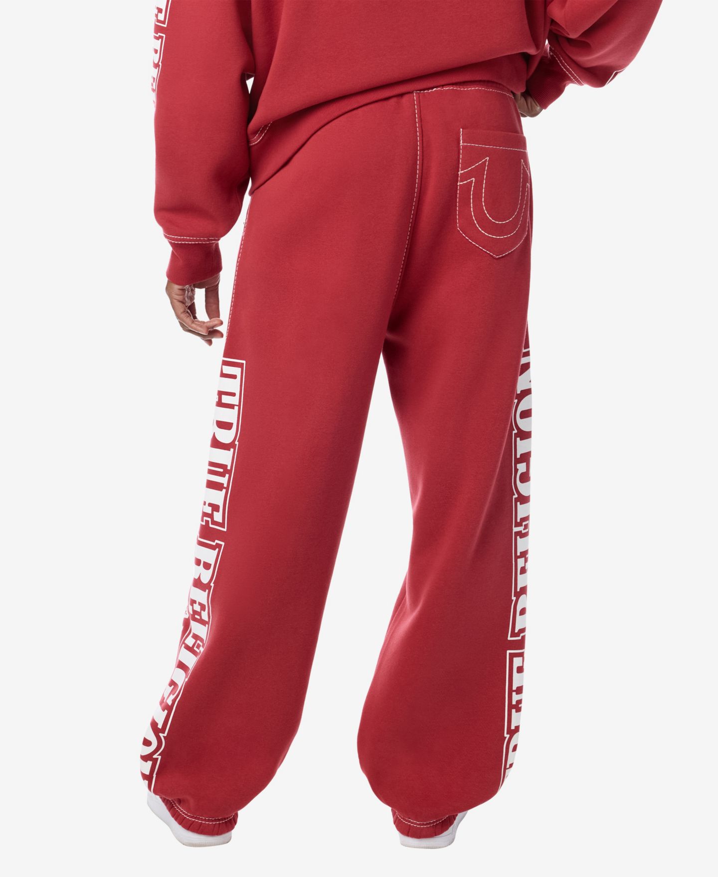 Мужские брюки True Religion Big T Arched Extra Baggy Joggers, цвет: Гранатовый — фото 3