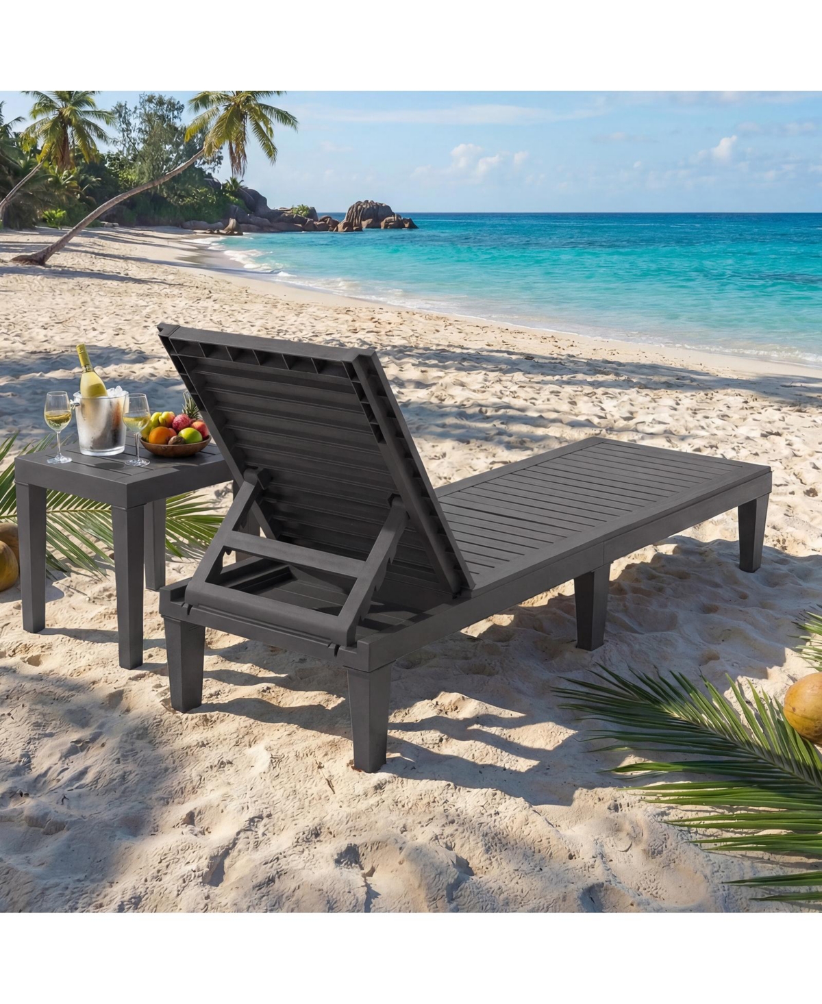 Mecale Outdoor Chaise Lounge Chair with 5-Position Backrest