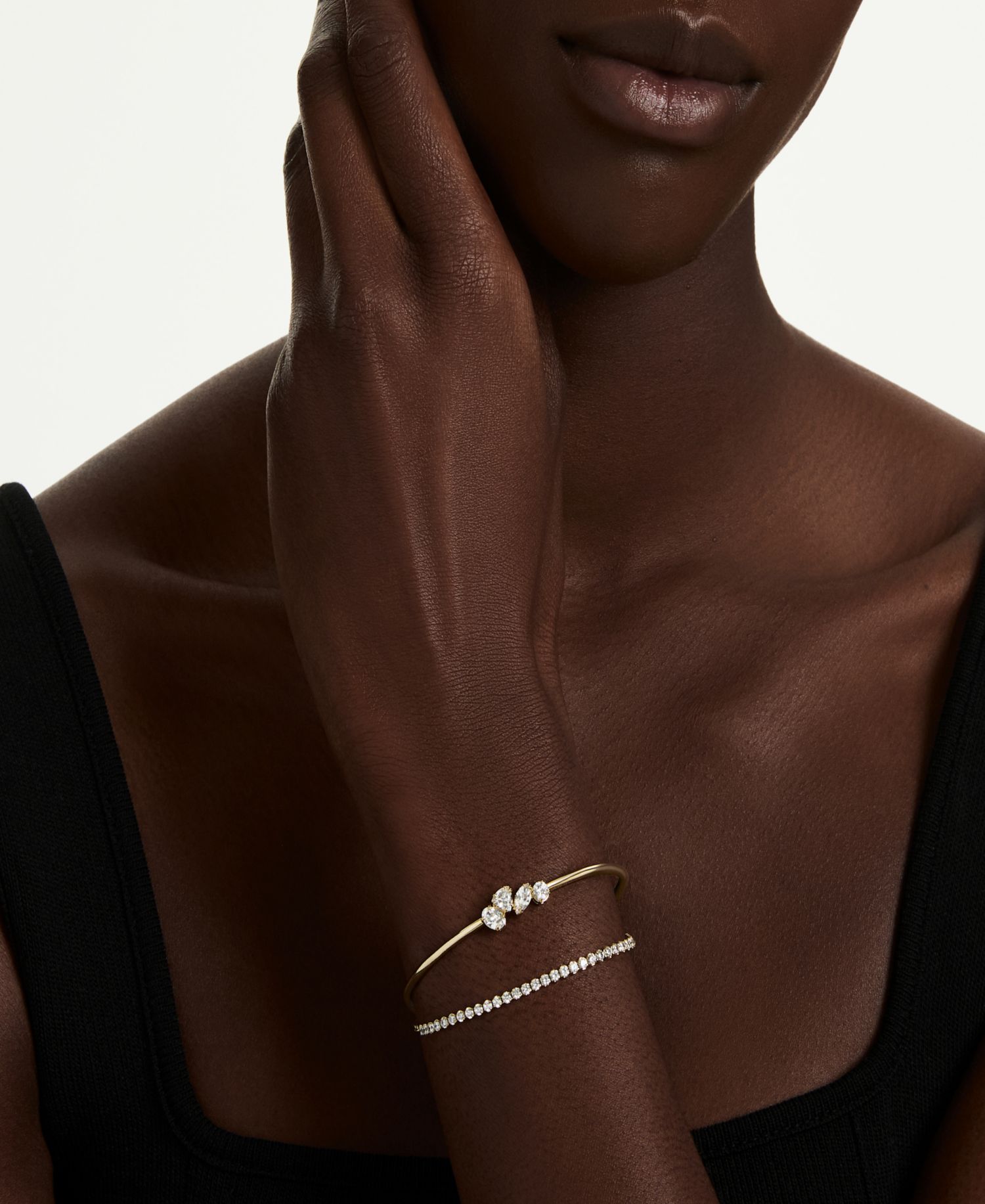 Gold-Tone Plated White Crystal Bracelet