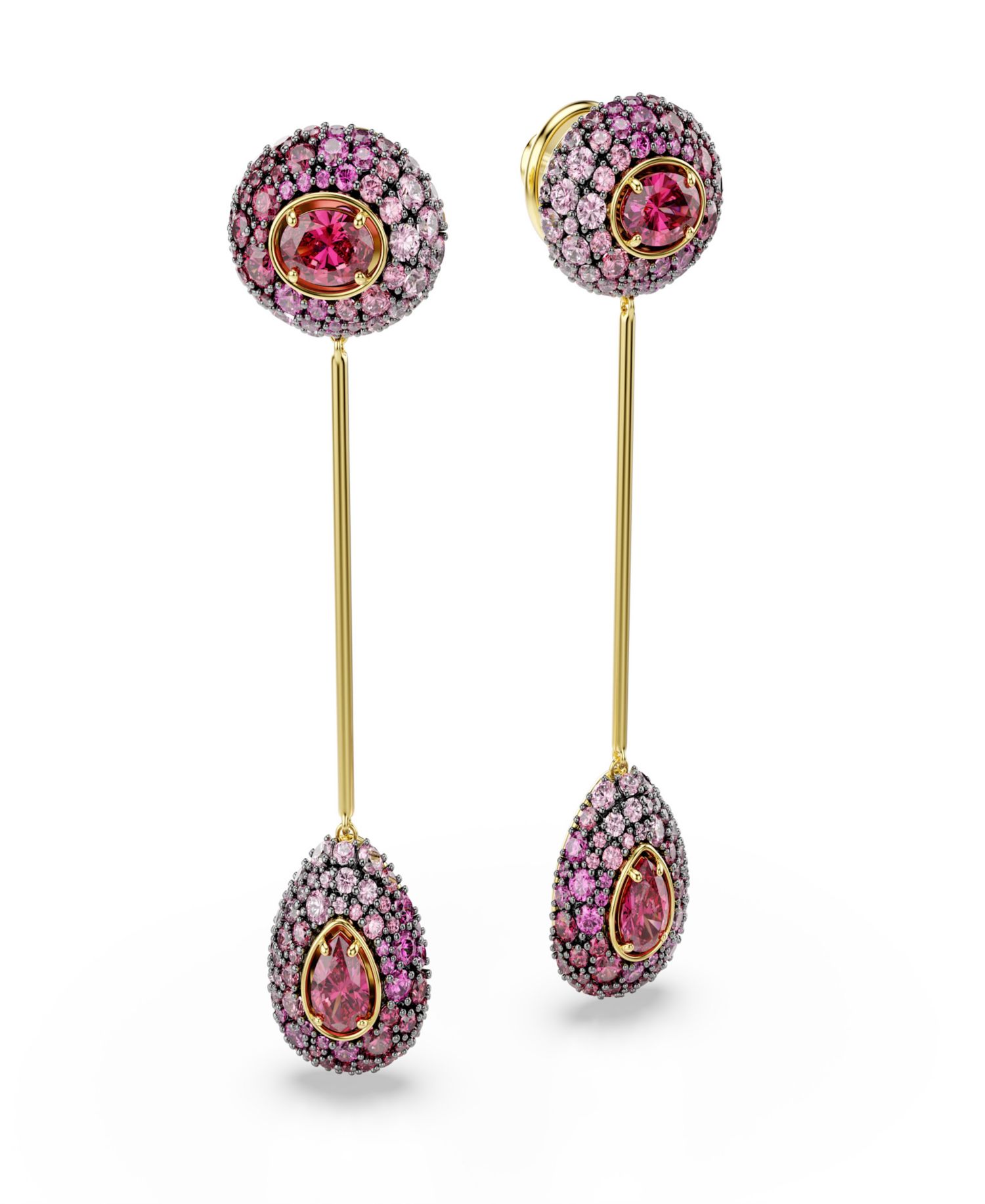 Gold-Tone Plated Red Crystal Earrings
