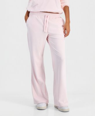 Juniors' Ribbed Velour Straight-Leg Ankle Pants