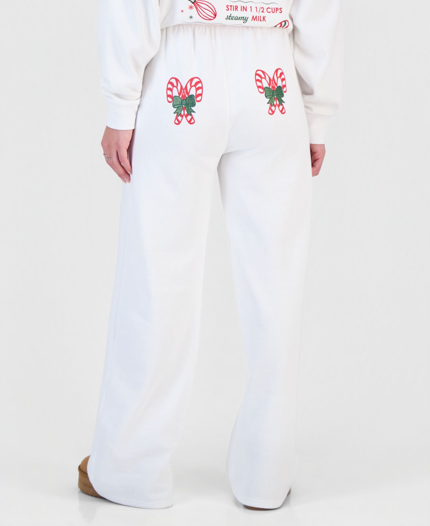 Женские брюки Rebel Veil Juniors' Candycane Wide-Leg Fleece Sweatpants, цвет: Белый — фото 2