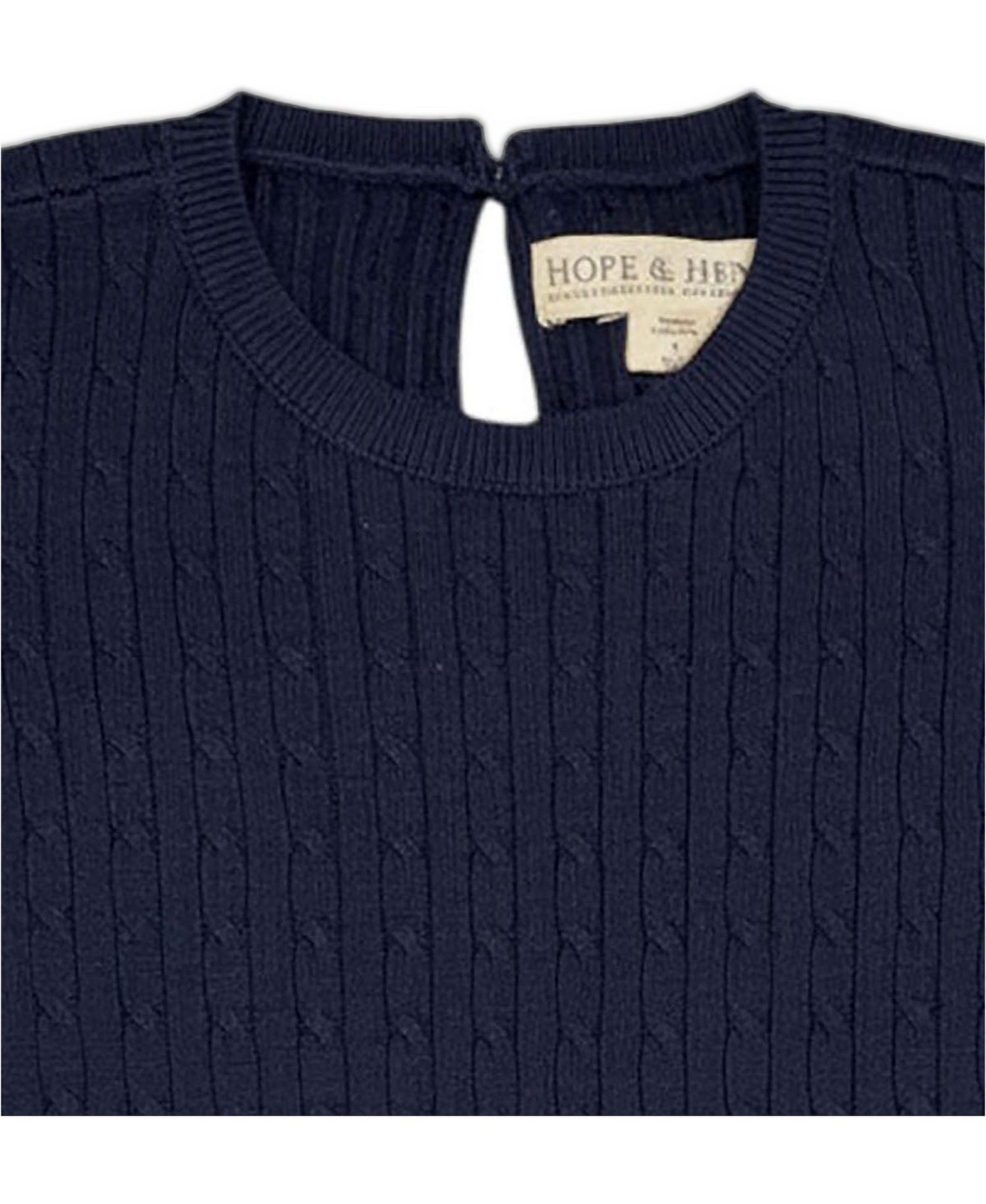 Little and Big Girls (6 - 12) Organic Short Sleeve Cable Sweater Dress