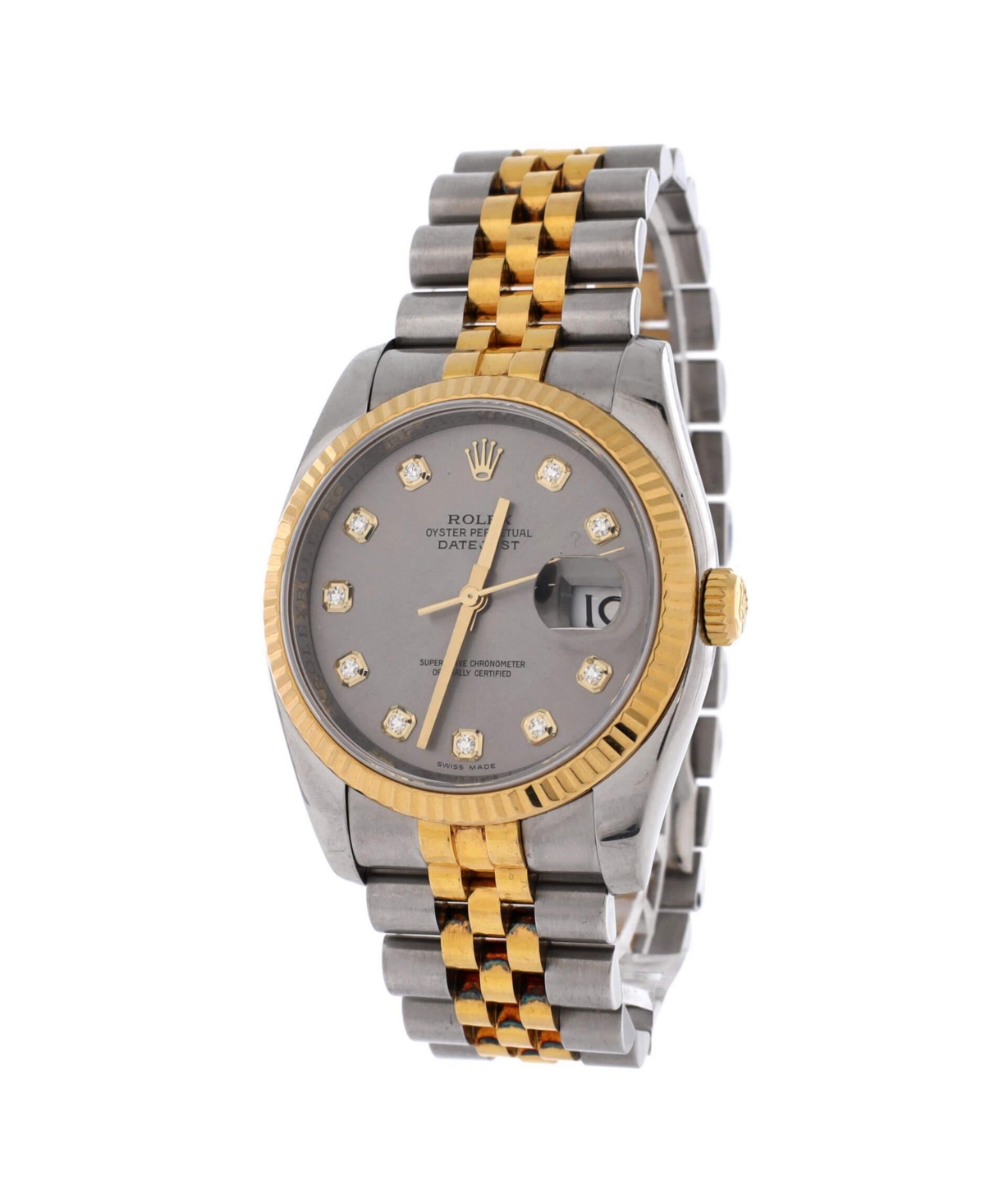 Pre-Owned Rolex Oyster Perpetual Datejust Automatic Watch in Stainless Steel and Gold with Diamond Markers 36mm
