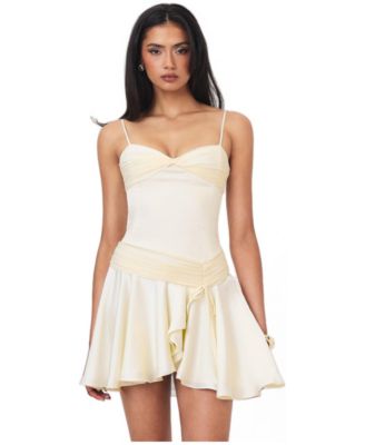 Women's Yvonne Asymmetrical Ruched Sweetheart Neck Mini Dress