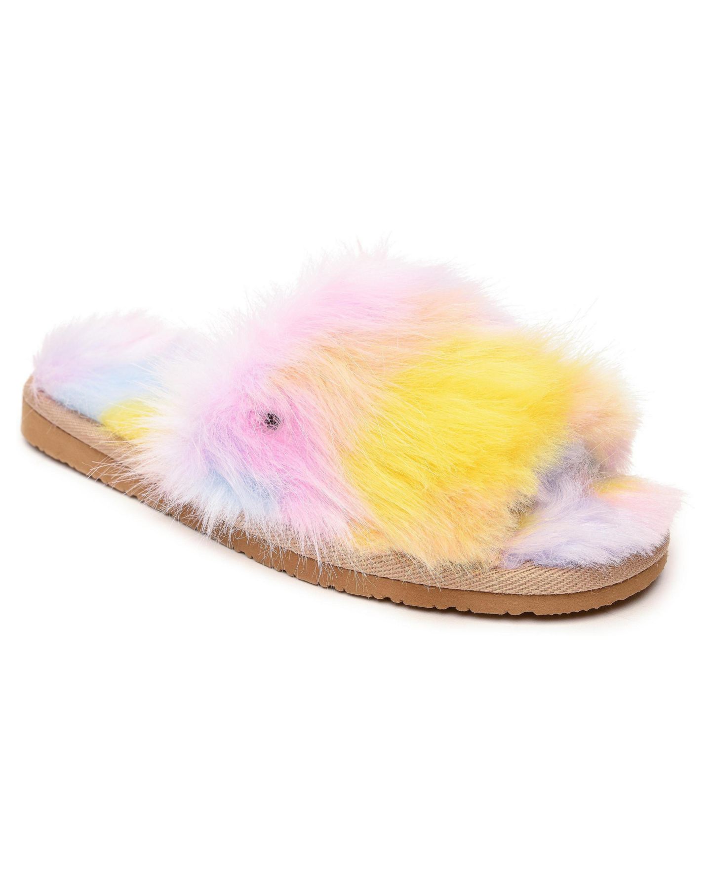 Тапочки Minnetonka Lyla Faux Fur Slide Slippers для девочек, цвет: Розовый — фото 7