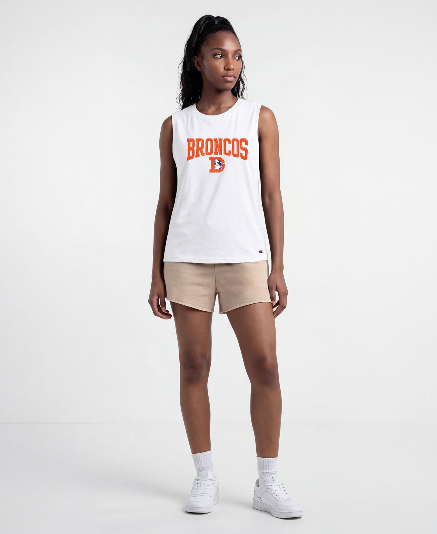 Women's Denver Broncos Crewneck Muscle Tank Top