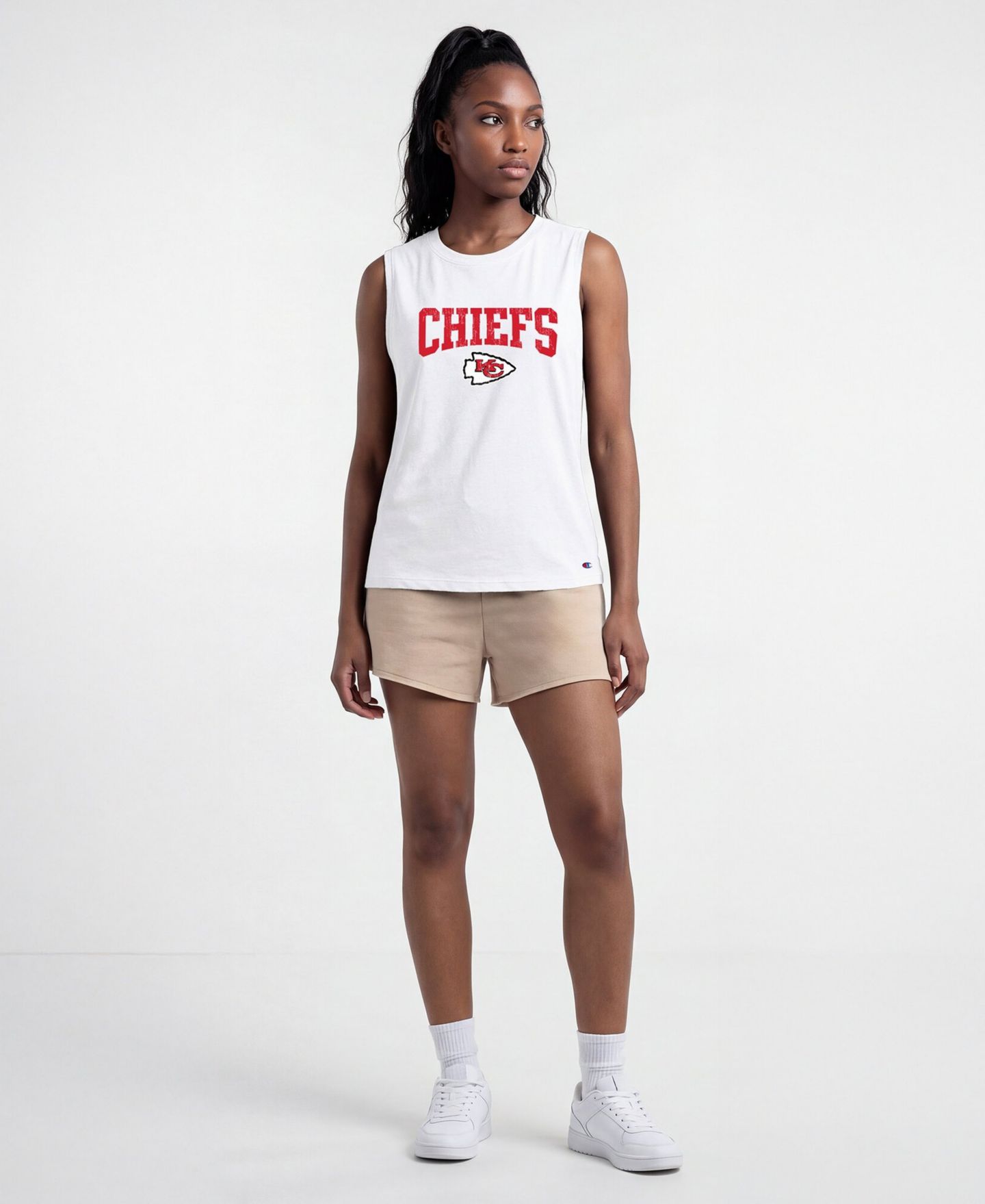 Женский топ Champion Kansas City Chiefs Distressed Larger-Armhole Muscle — фото 3