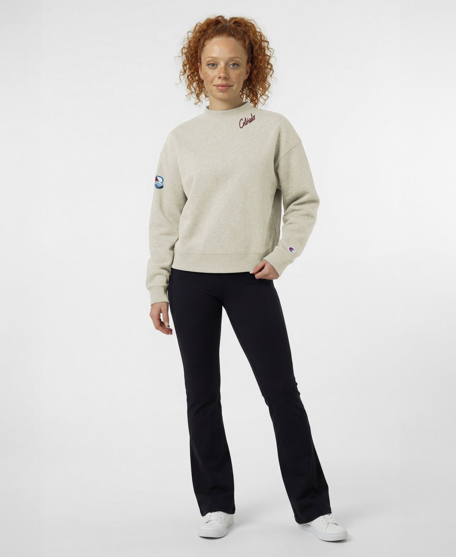 Women's Colorado Avalanche Collar Script Triumph Relaxed-Fit Fleece Sweatshirt