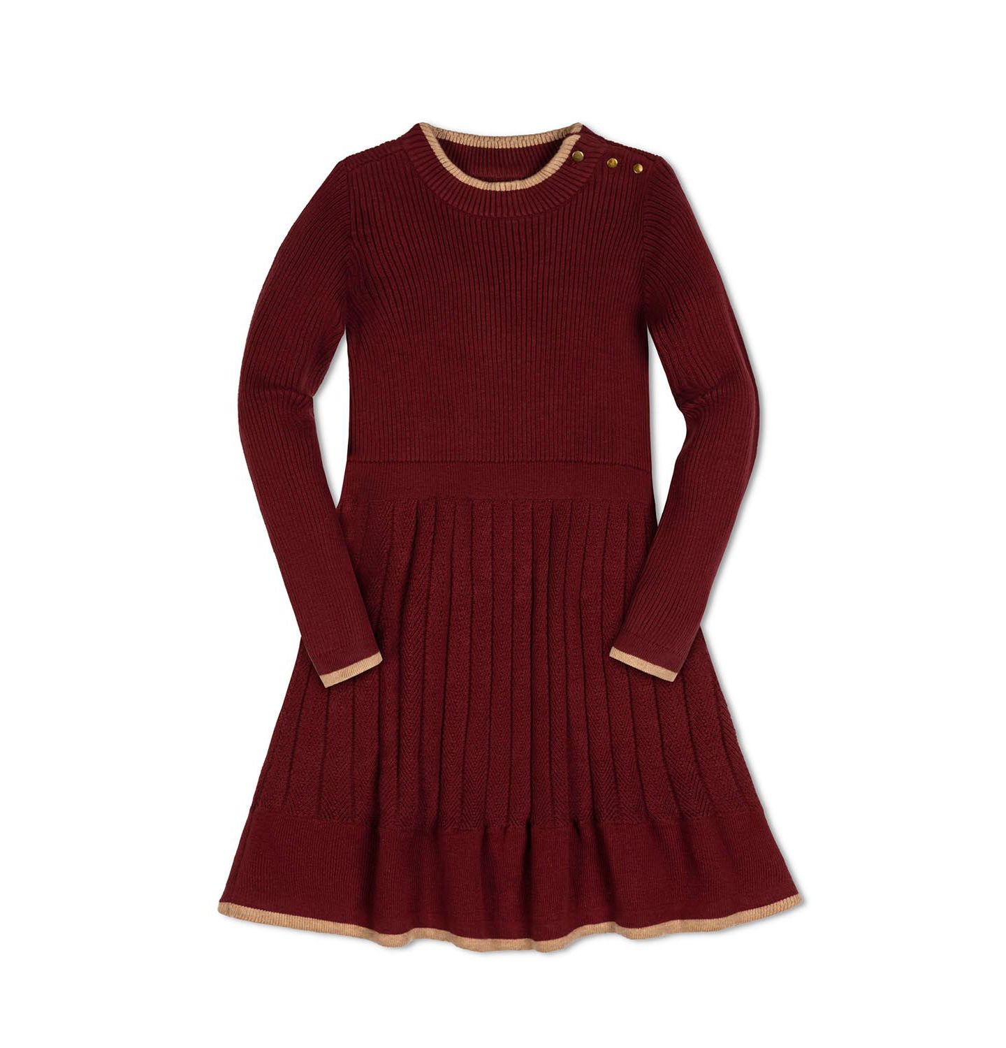 Платье Hope & Henry Organic Mock Neck Flounce Hem Sweater Dress для девочек-малышей, цвет: Тёмно-бордовый — фото 4