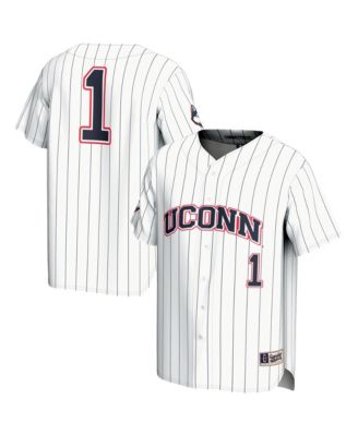 Men's and Women's 1 White UConn Huskies Lightweight Baseball Jersey