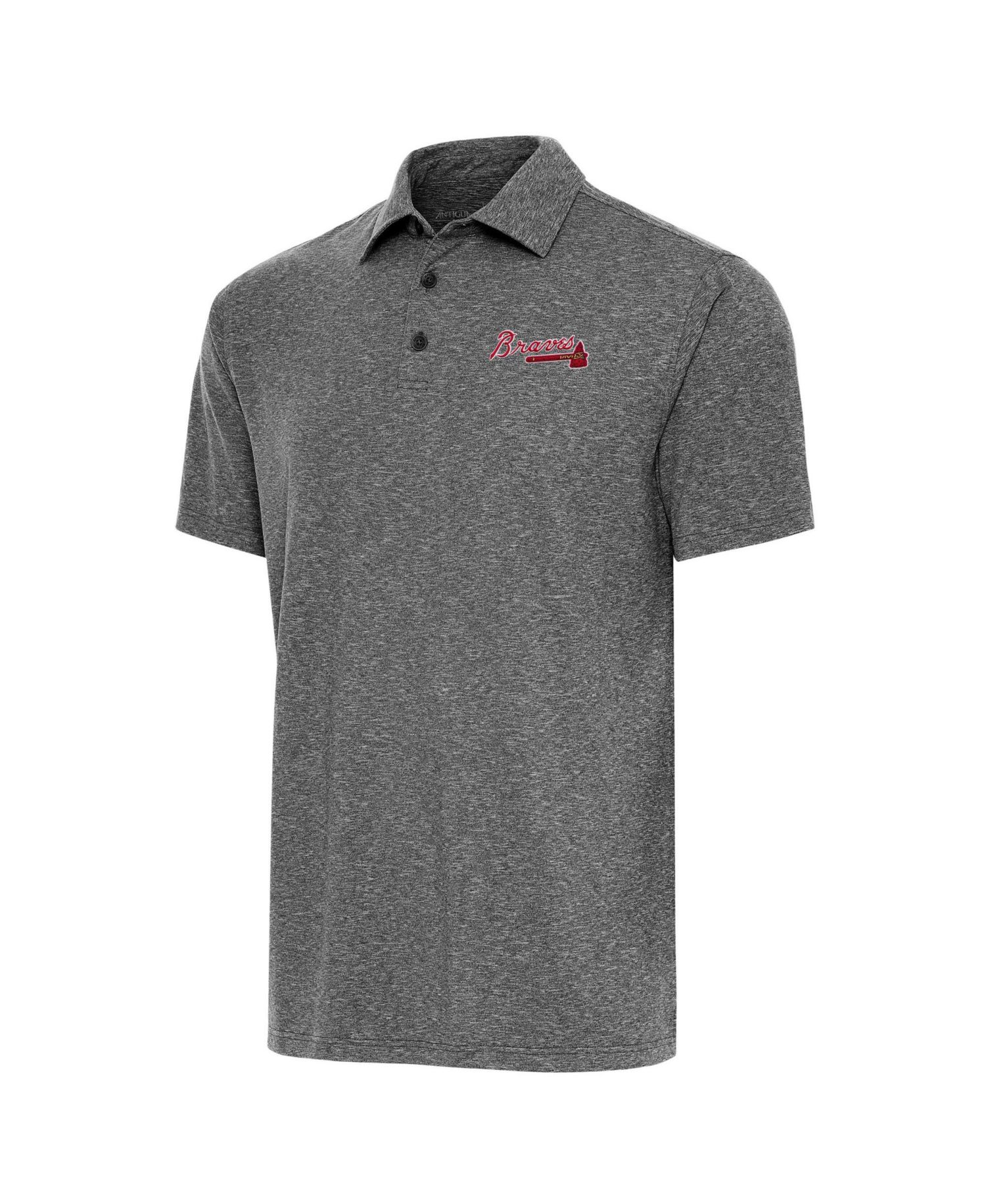 Men's Heather Black Atlanta Braves Par Polo Shirt