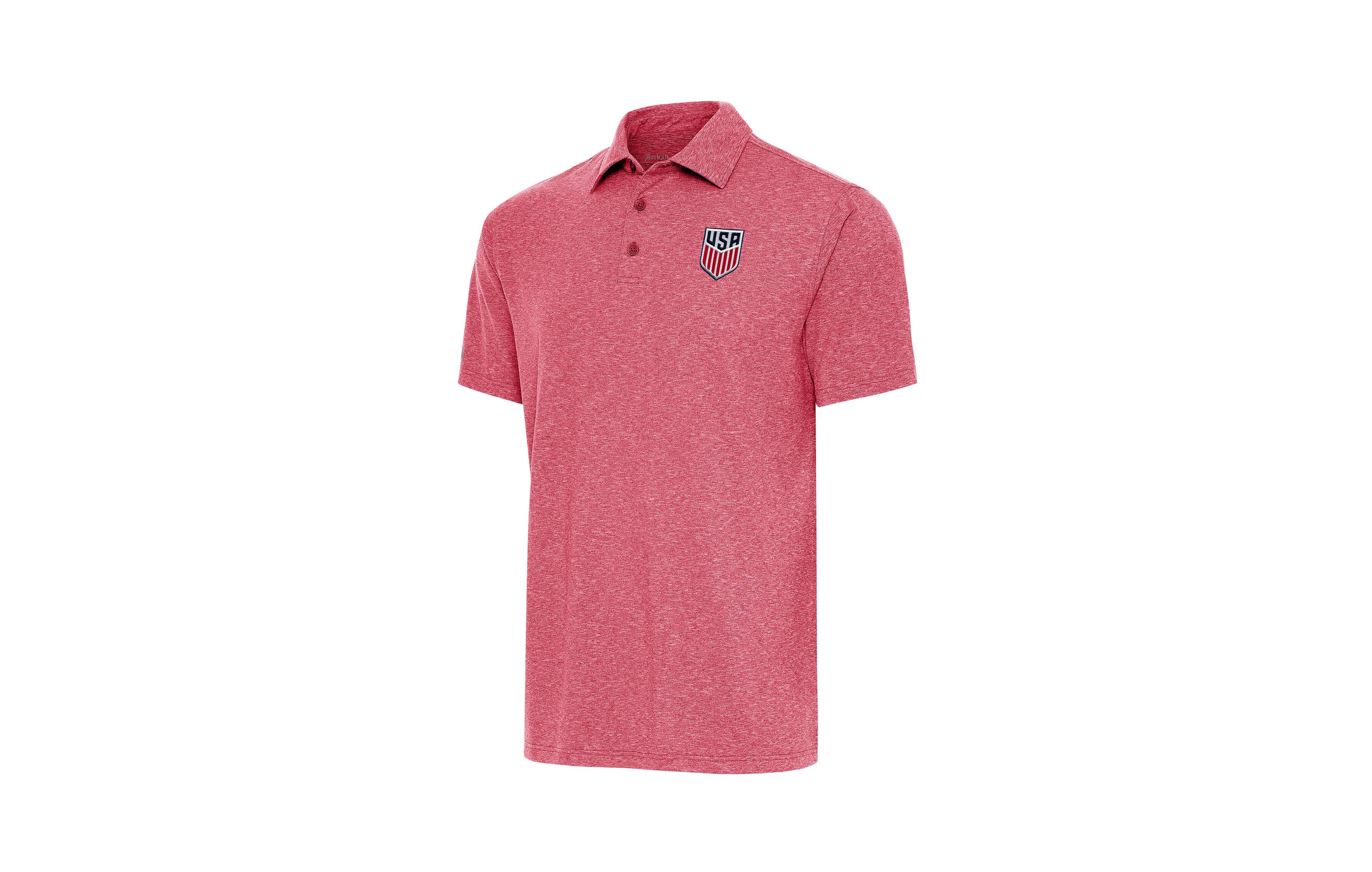 Antigua Men's Heather Red Usmnt Par 3 Polo Shirt