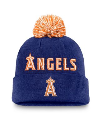 Men's Royal Los Angeles Angels Peak Cuffed Knit Hat with Pom