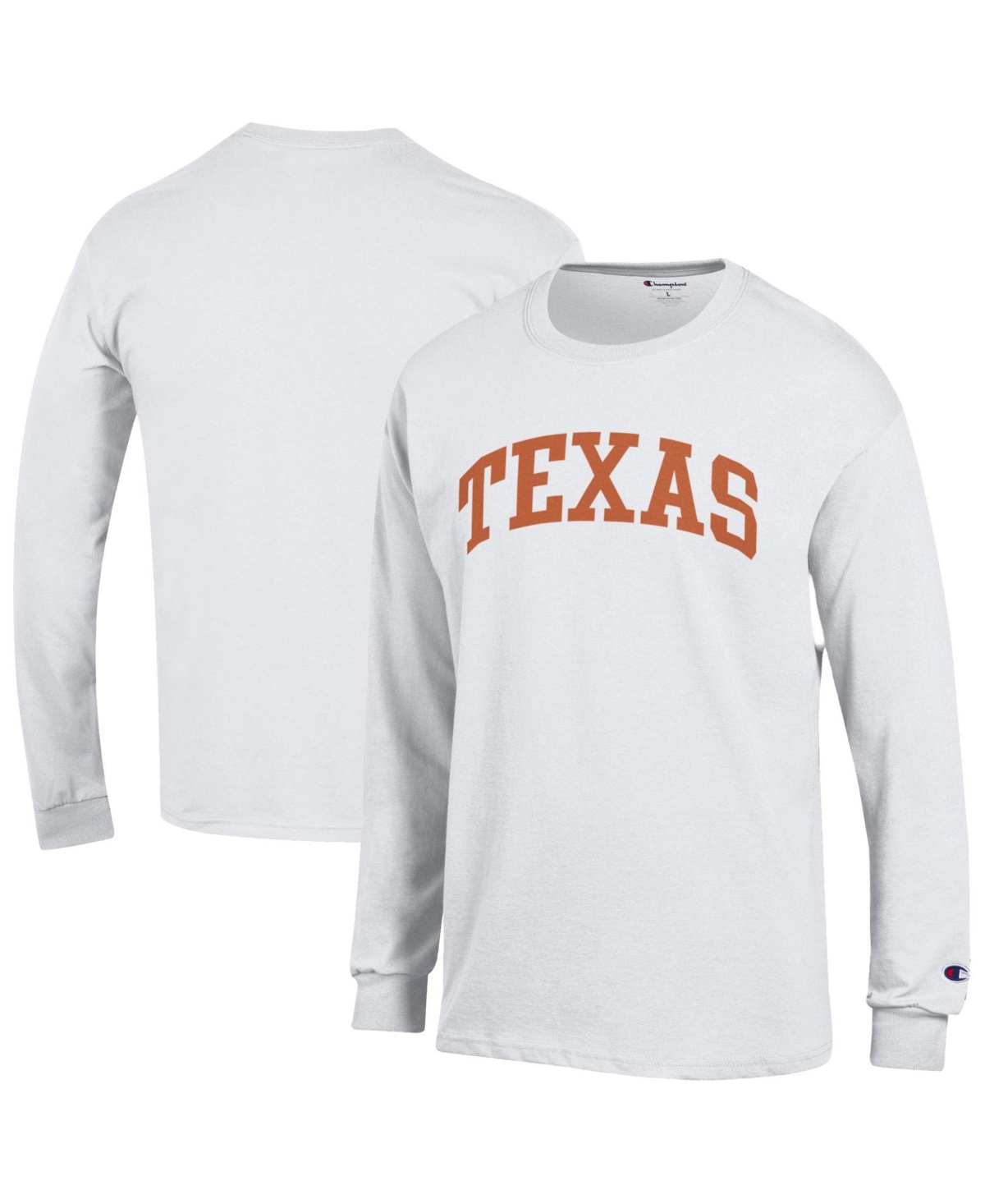 Champion Men's Texas Orange Texas Longhorns Basic Arch Long Sleeve T-Shirt - White