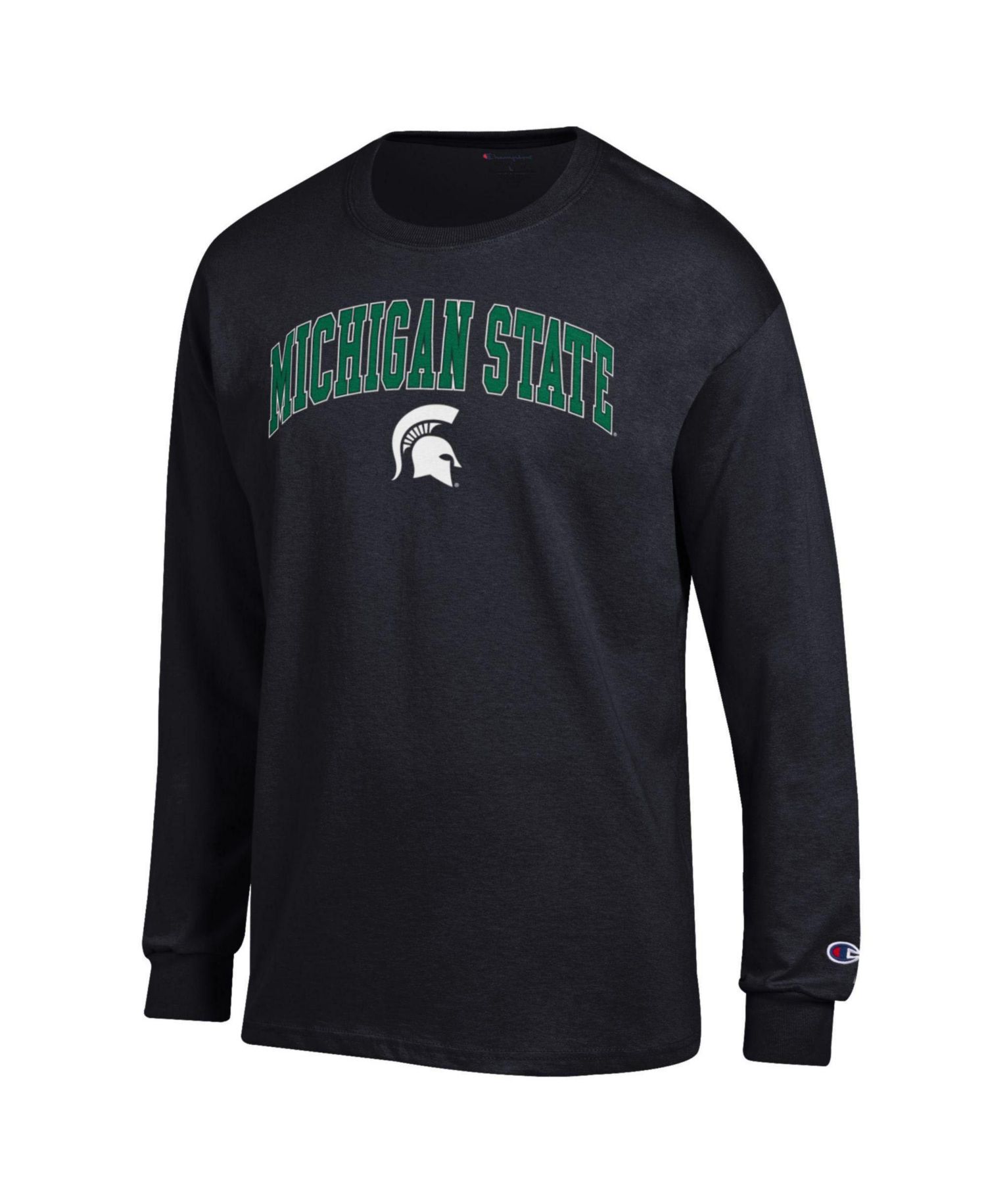 Men's Green Michigan State Spartans Arch Over Logo Long Sleeve T-Shirt