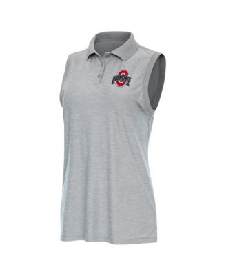 Women's Heather Gray Ohio State Buckeyes Recap Sleeveless Polo Shirt