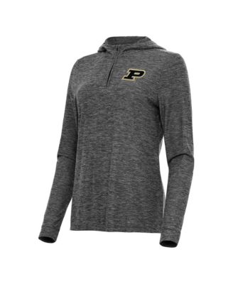Women's Heather Black Purdue Boilermakers Daybreak Quarter-Zip Hoodie
