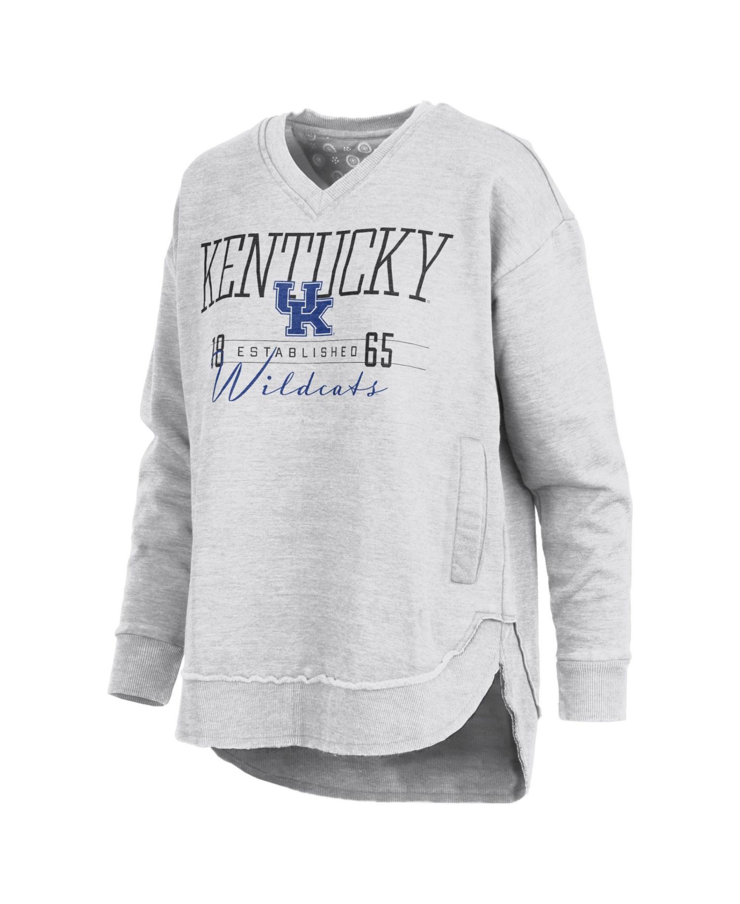 Women's Heather Gray Kentucky Wildcats Marcus East Hall Poncho V-Neck Sweatshirt