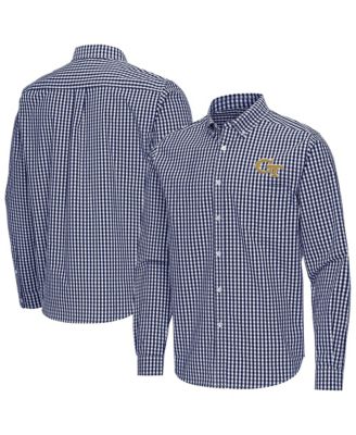 Men's Navy Georgia Tech Yellow Jackets Ellis Woven Tri-Blend Long sleeves Button-Down Shirt
