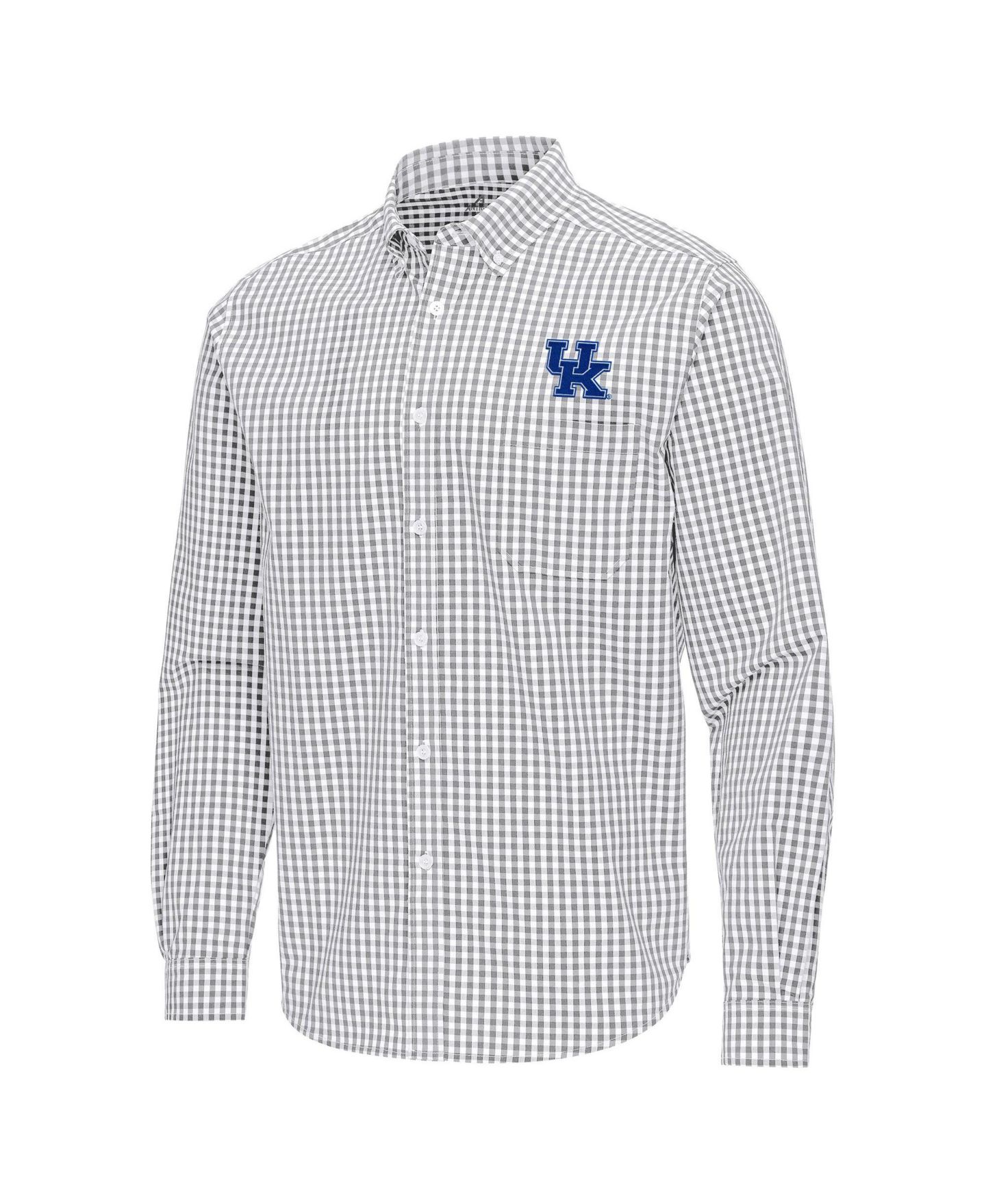Мужская рубашка Antigua Gray Kentucky Wildcats Ellis Woven Tri-Blend Long Sleeve Button-Down — фото 2