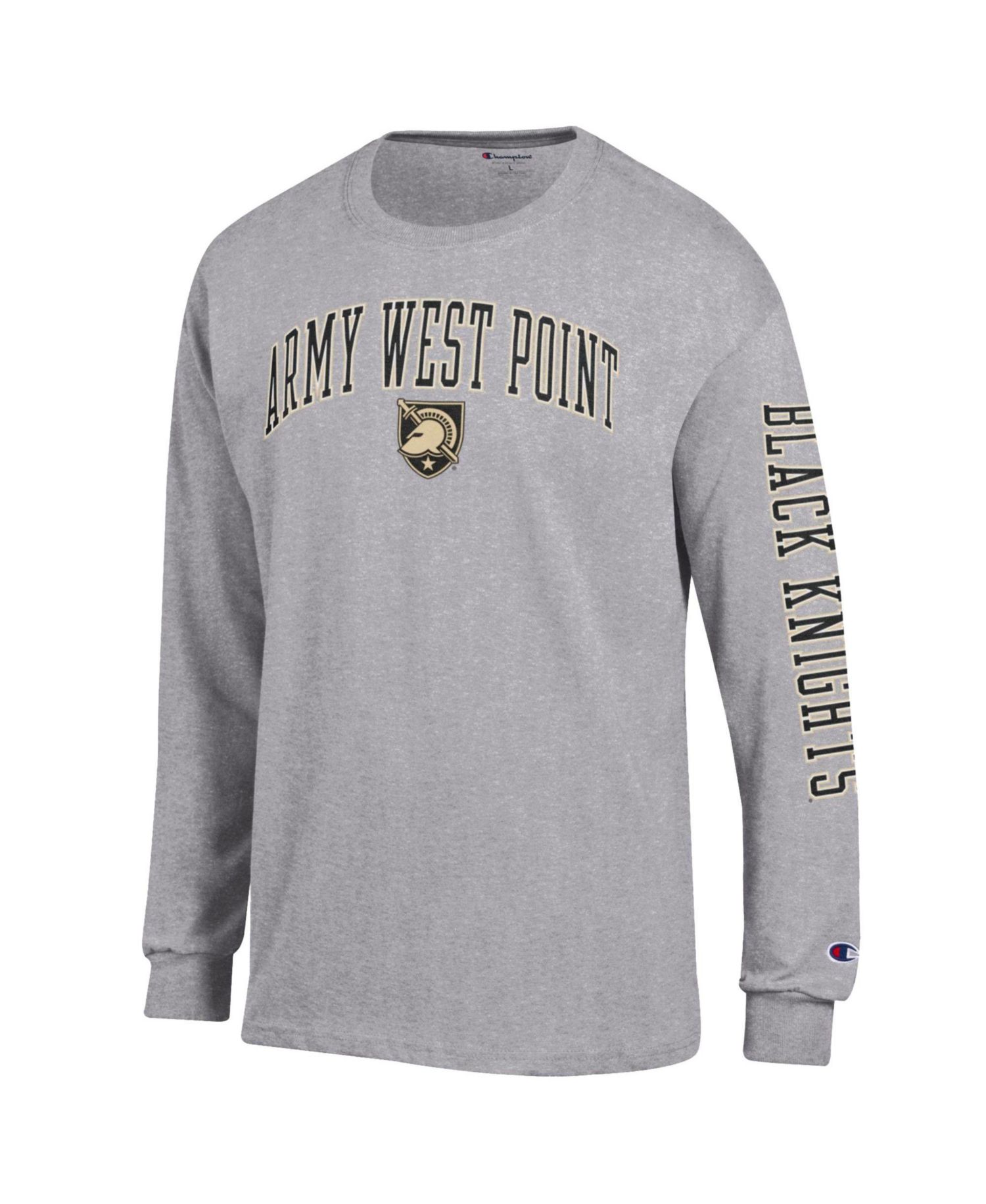 Men's Heather Gray Army Black Knights Arch Over Logo 2-Hit Long Sleeve T-Shirt