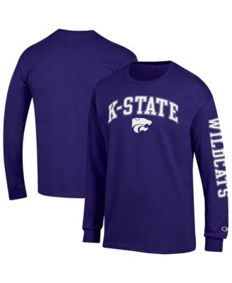 Men's Purple Kansas State Wildcats Arch Over Logo 2-Hit Long Sleeve T-Shirt
