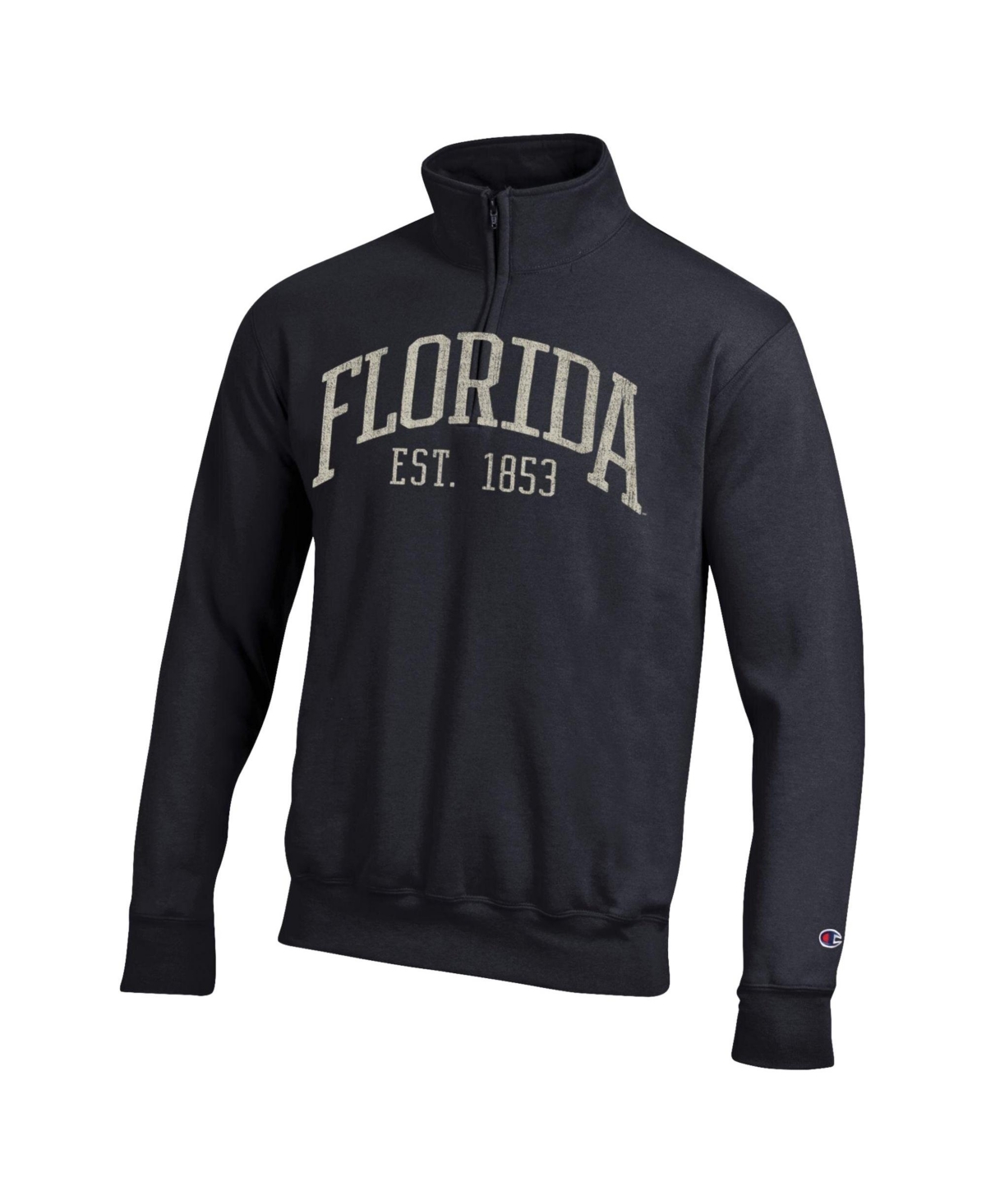 Champion Men's Black Florida Gators Powerblend Quarter-zip Pullover Sweatshirt In Black
