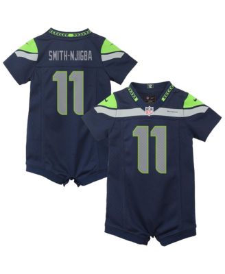 Baby Boys and Girls Jaxon Smith-Njigba Navy Seattle Seahawks Romper Game Jersey