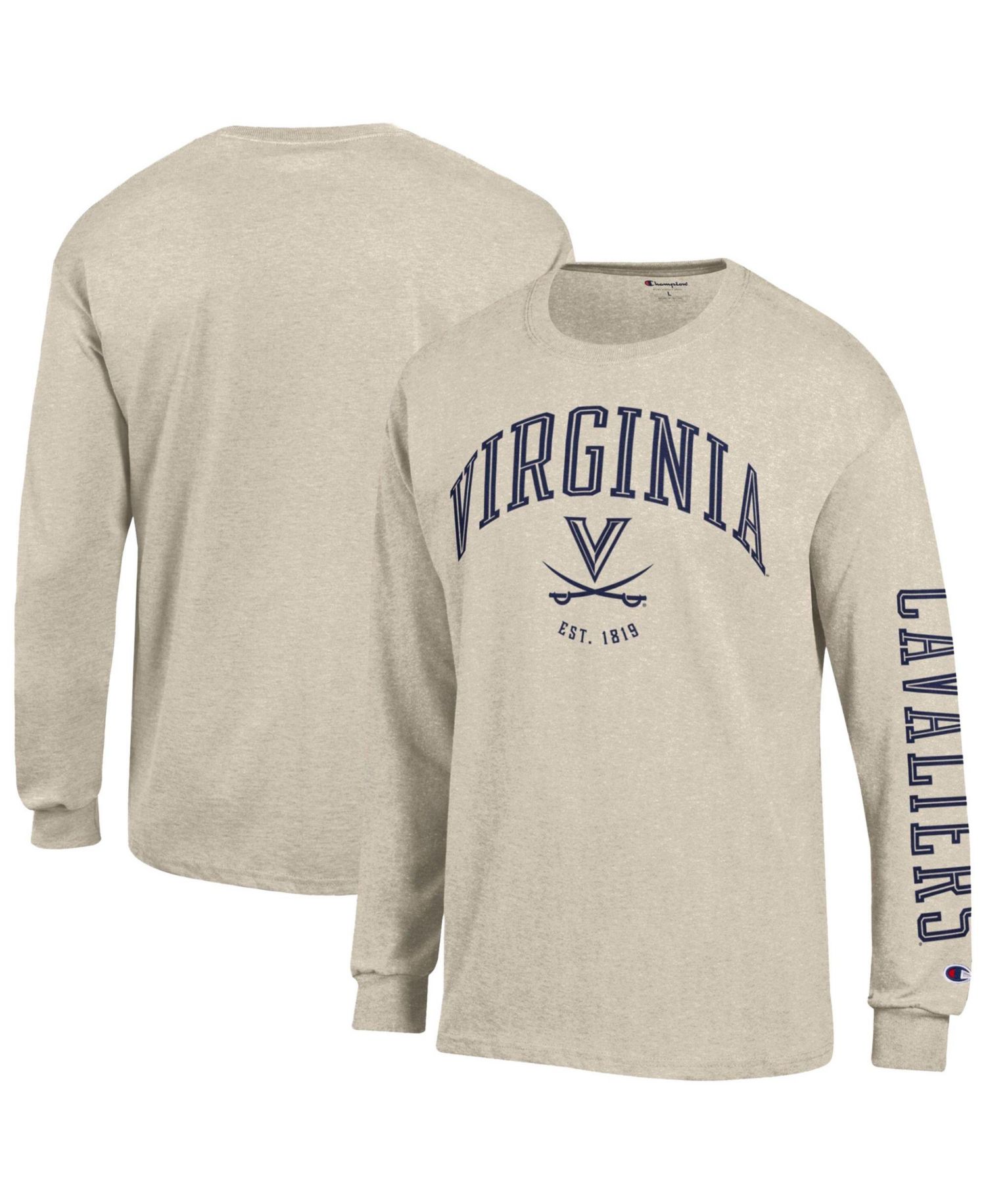 Men's Heather Oatmeal Virginia Cavaliers Neutral Arch Long-Sleeve T-Shirt