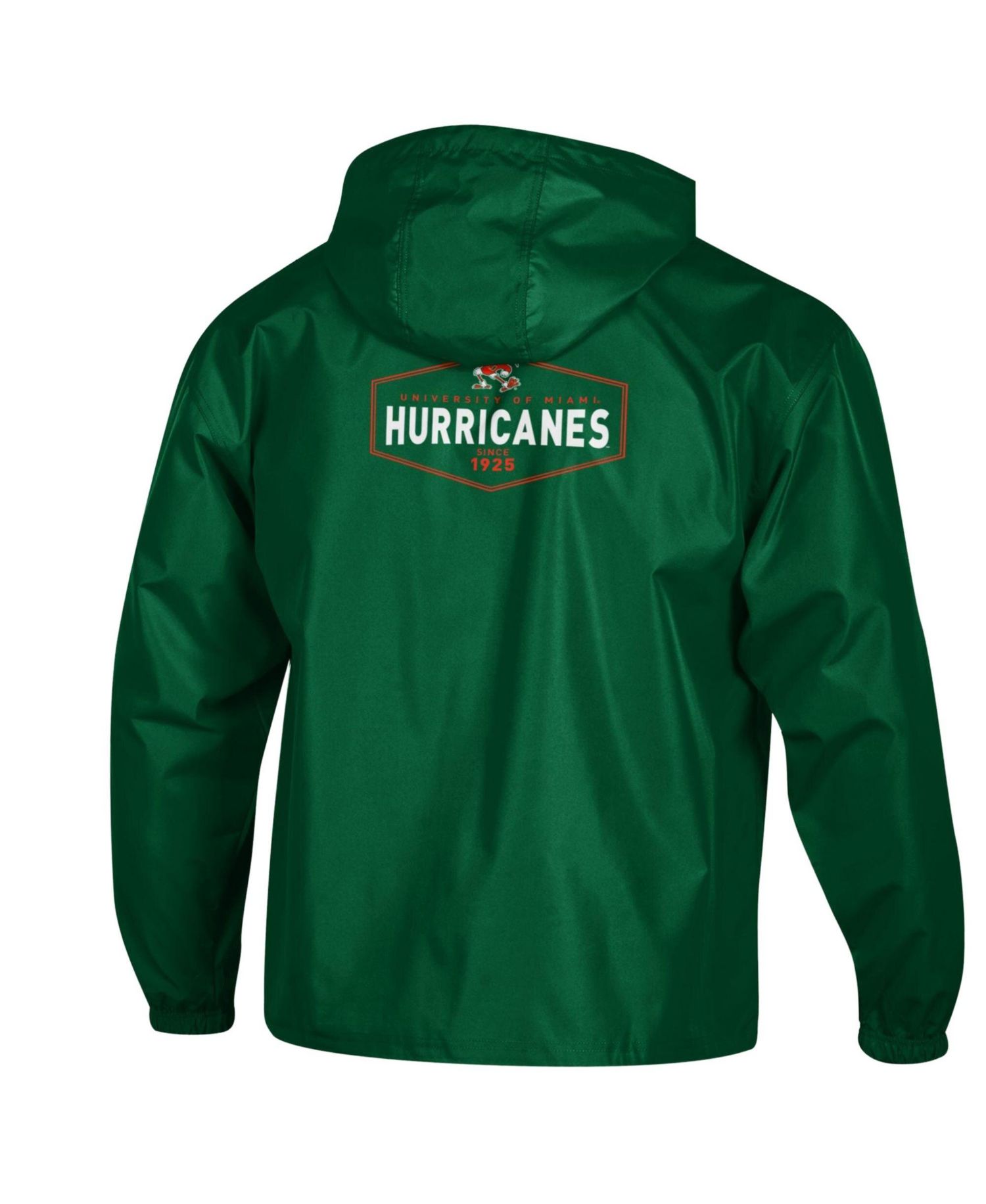 Men's Green Miami Hurricanes Delay Packable Half-Zip Jacket