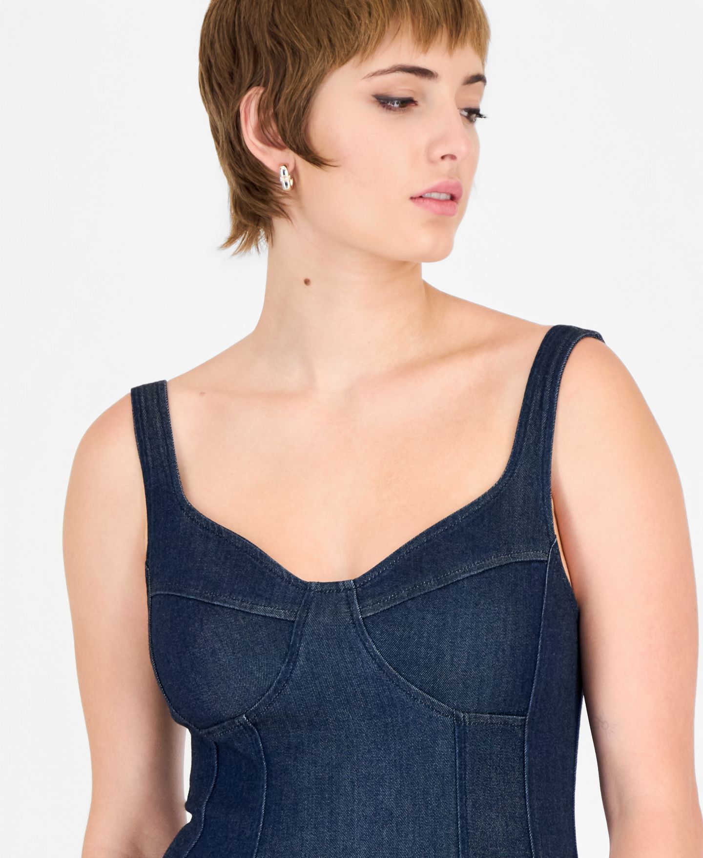 Женское платье GUESS Alora Body-Con Sweetheart Denim Mini, цвет: Варёный — фото 2