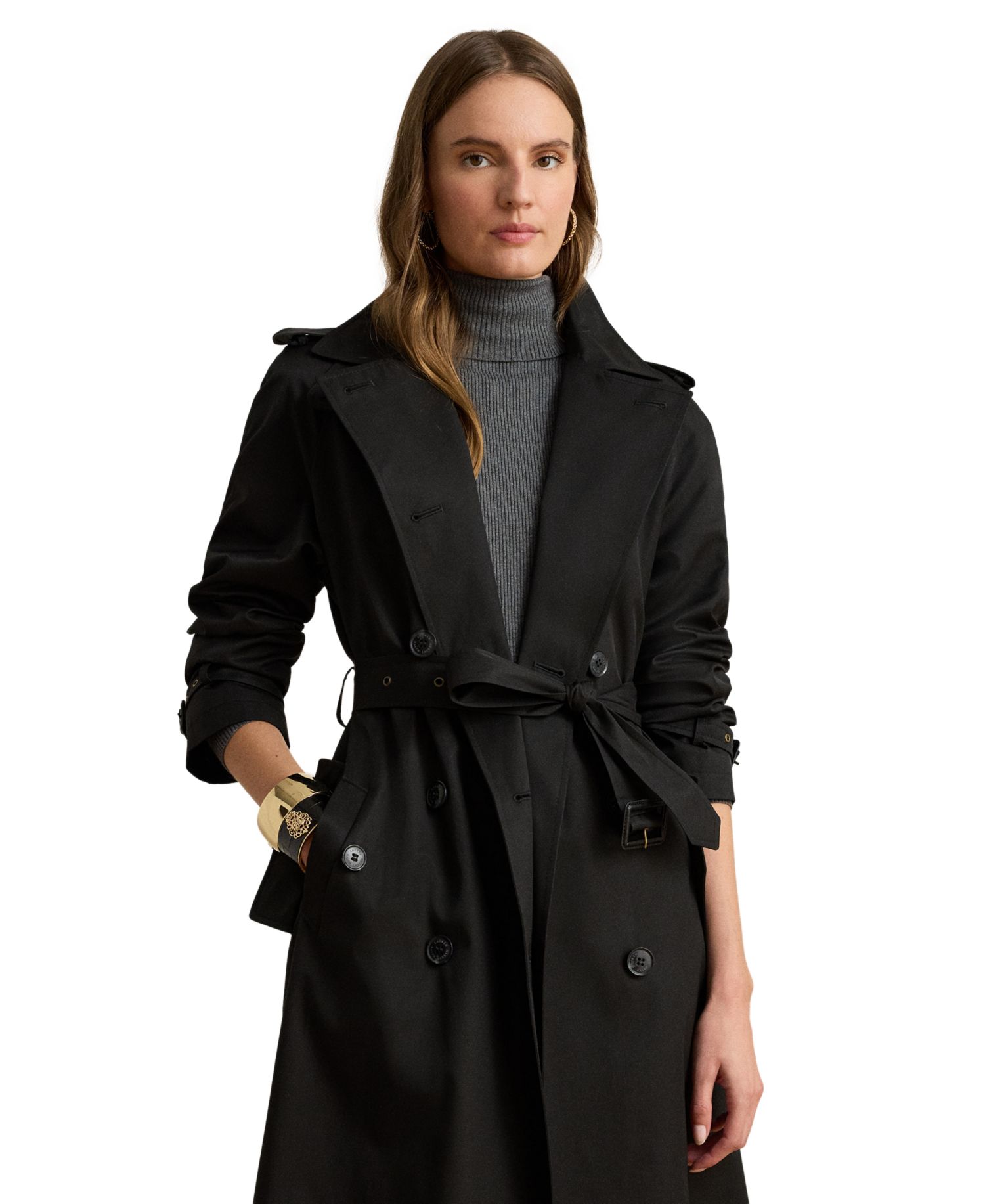 Women's Double-Breasted Maxi Trench Cotton-Blend Coat