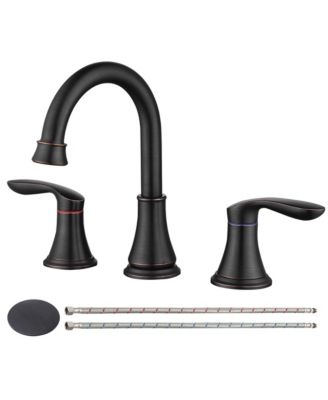 Two-Handle Widespread Bathroom Sink Faucet with 360degree(s) Swivel Spout, Ceramic Valve and Pop-Up Drain