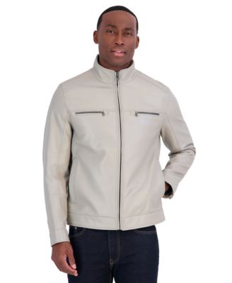 Men's Front-Zip Faux Leather Jacket