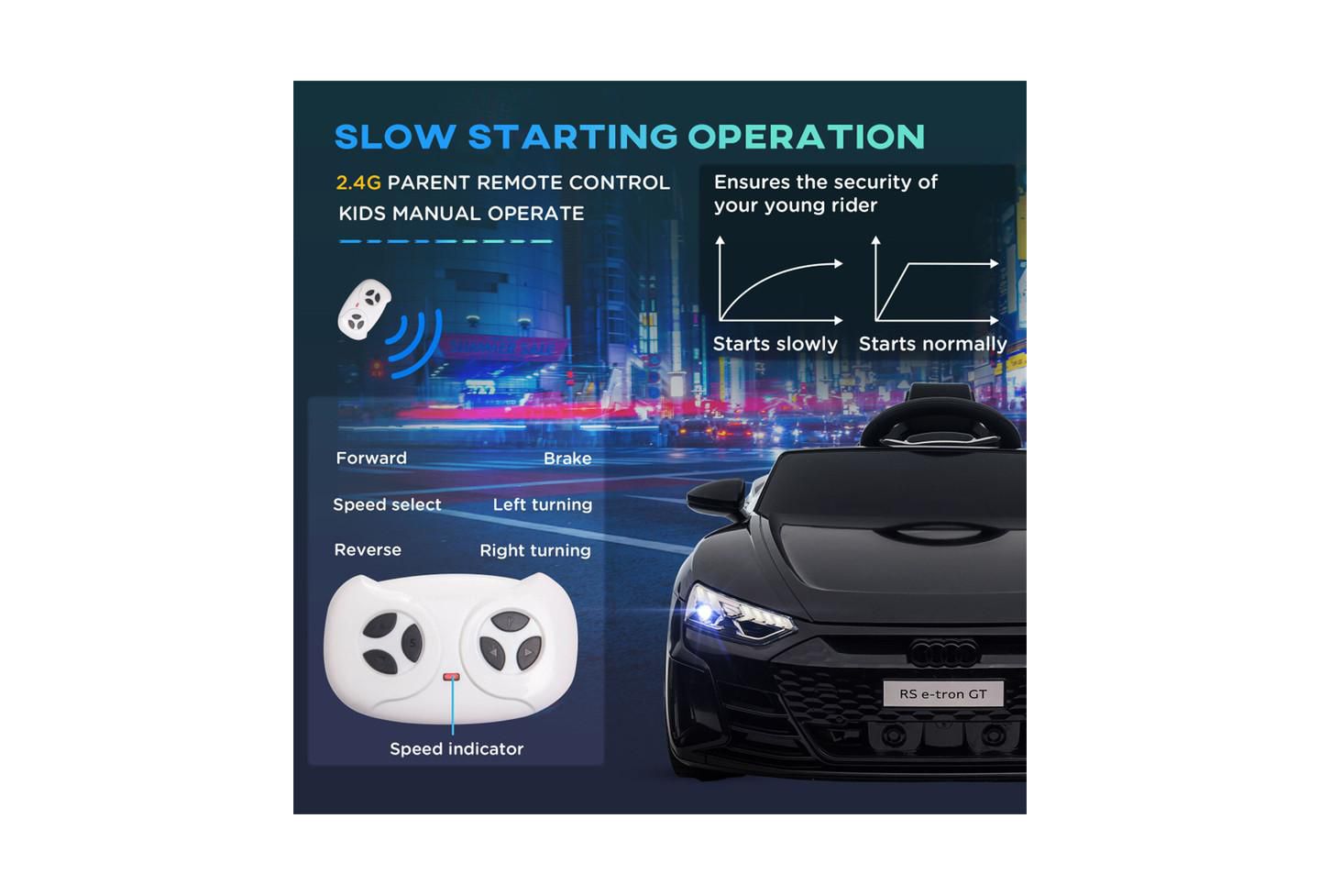 Детская игрушка YOBTOP Audi RS E-tron GT 12V Licensed Remote-Control Electric Ride-On Car, 55 lb. Capacity, от 3 лет, цвет: Чёрный — фото 2