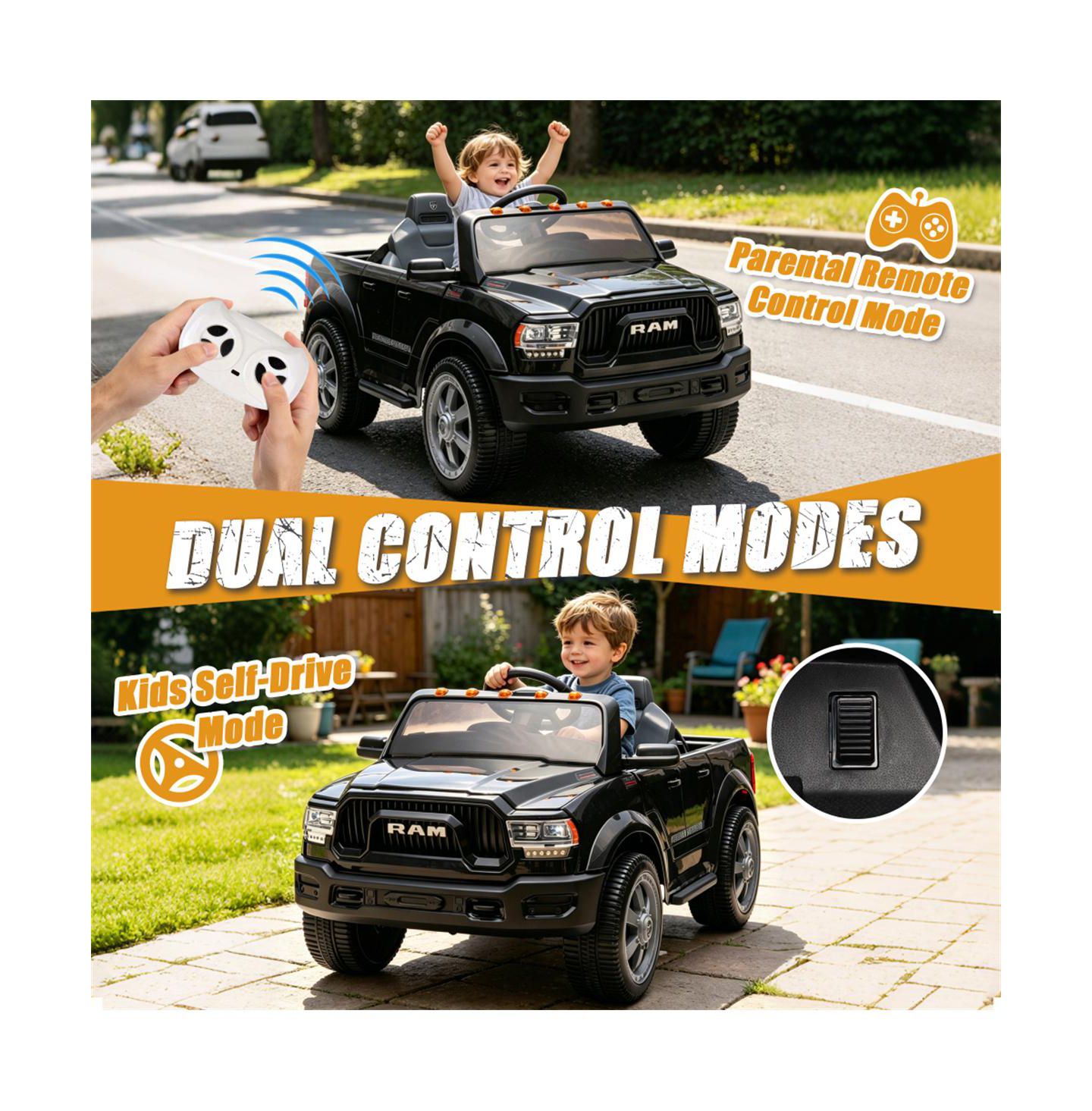Детская игрушка YOBTOP 2500 Electric Pickup Truck with Parent Remote Control, 77.2 lb. Capacity, 3–5 лет, цвет: Чёрный — фото 5