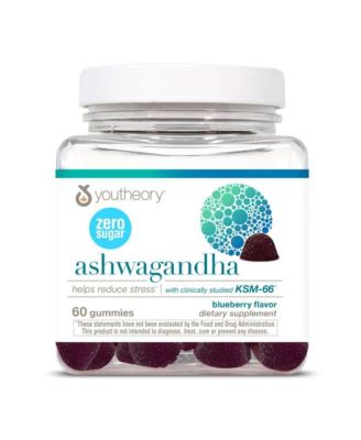 Ashwagandha Gummies  KSM 66 Stress Relief and Energy Support Helps Support Mood Sugar Free Blueberry 60  Gummies