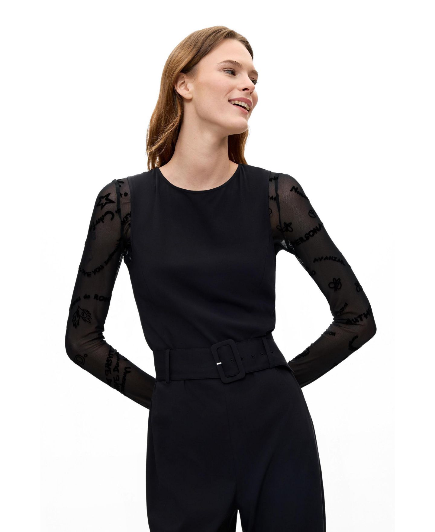 Женский комбинезон Desigual 2-in-1 Long-Sleeve Jumpsuit, цвет: Чёрный — фото 2