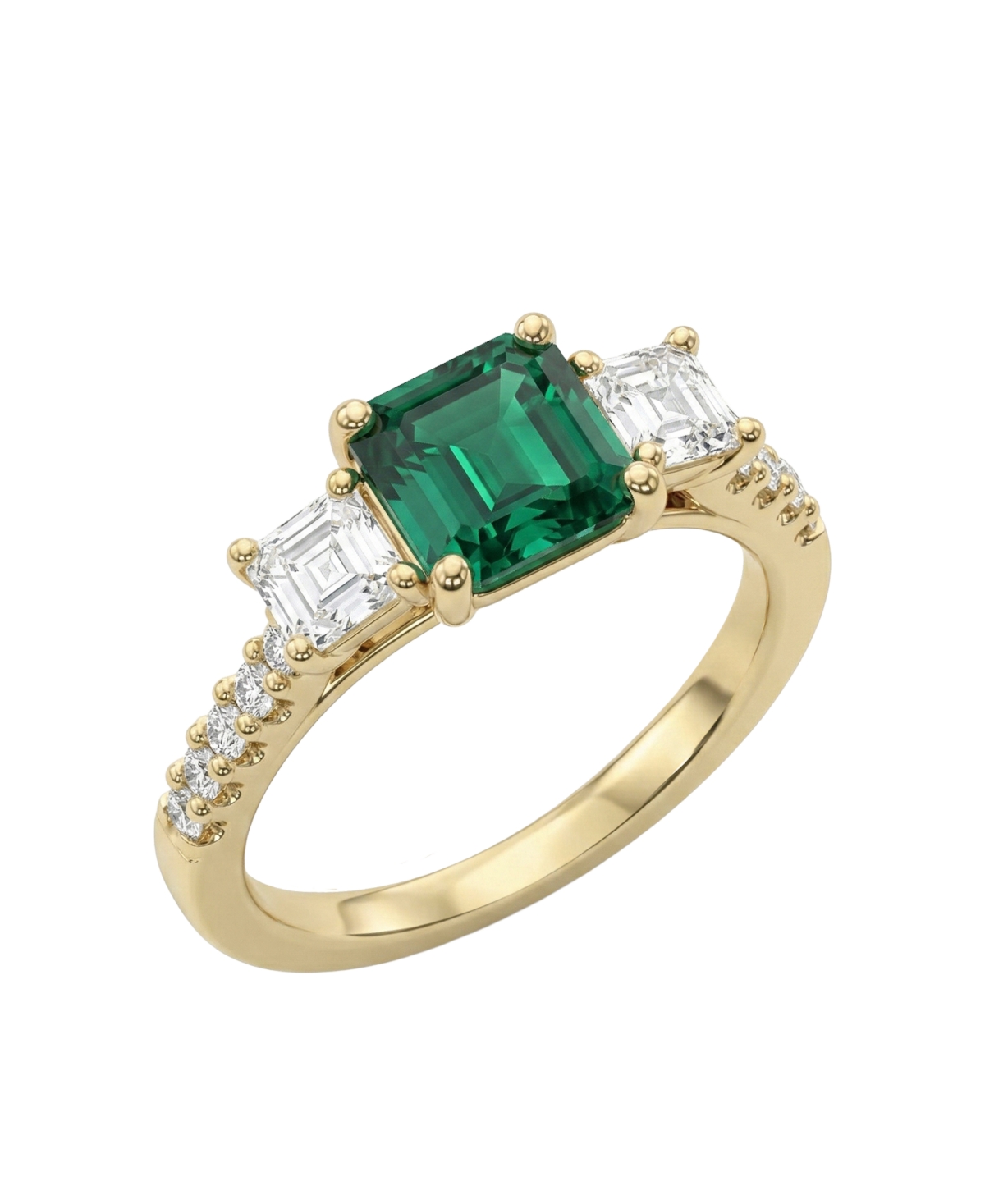Macy's Lab-Grown Ruby (2-1/6 ct. t.w.) & Lab-Grown Diamond (1 ct. t.w.) Ring in 14k Yellow Gold - Lab-Grown Emerald