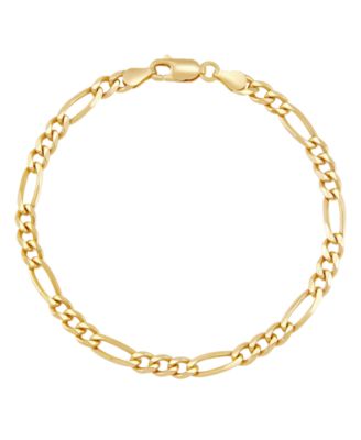 Solid Figaro Chain Bracelet in 18k Gold-Plated Sterling Silver